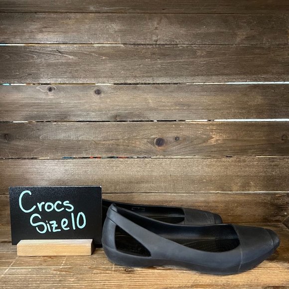 CROCS Shoes - Womens Crocs Sienna Iconic Comfort Black Casual Ballet Flats Shoes Size 10 M GUC